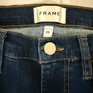 Frame Denim Dark Blue Straight Leg Jeans